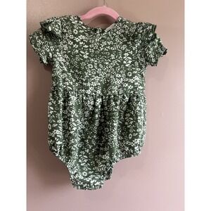 Bailey's Blossoms Girl's Infant Floral Romper Green Size 18-24 Months
